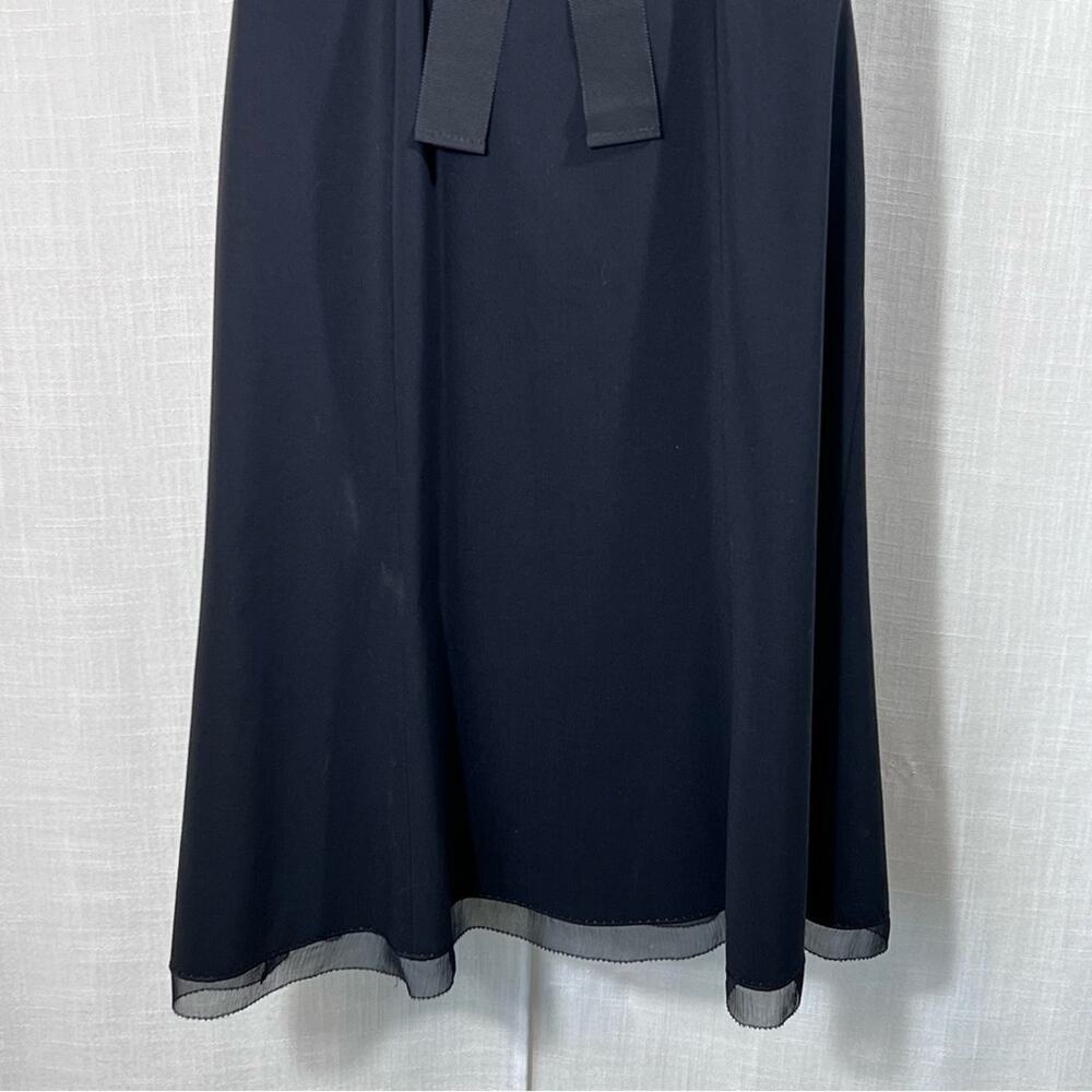 Elie Tahari Black Wool Blend A-Line Dress Size 0 Filigree Belt Sleeveless - Picture 11 of 14